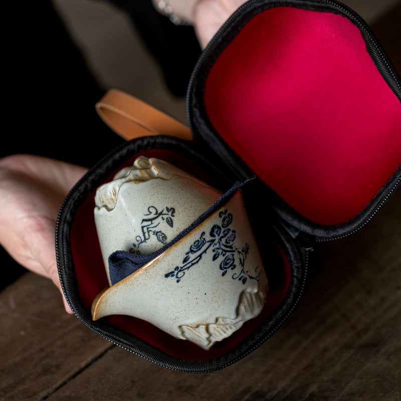 Rose Bush Travel Tea Set With Easy Gaiwan and Cups