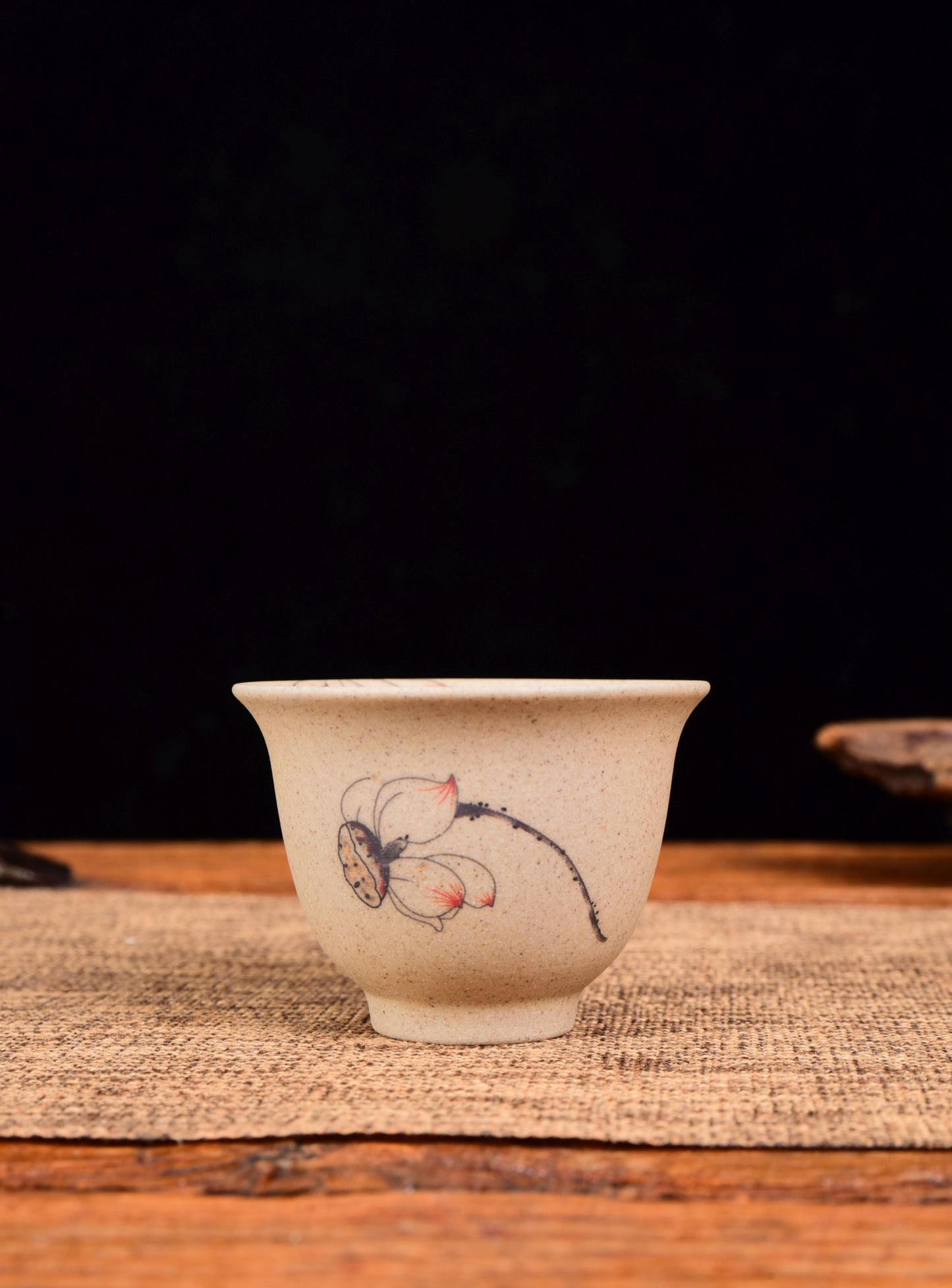 Lotus Flower and Goldfish Cu Tao Clay Cups