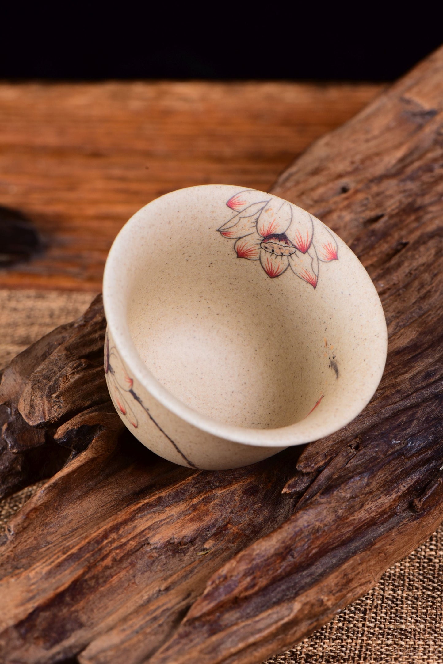 Lotus Flower and Goldfish Cu Tao Clay Cups